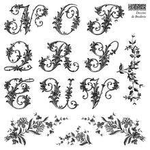 Load image into Gallery viewer, Dessins de Broderie Labels IOD Stamp Set
